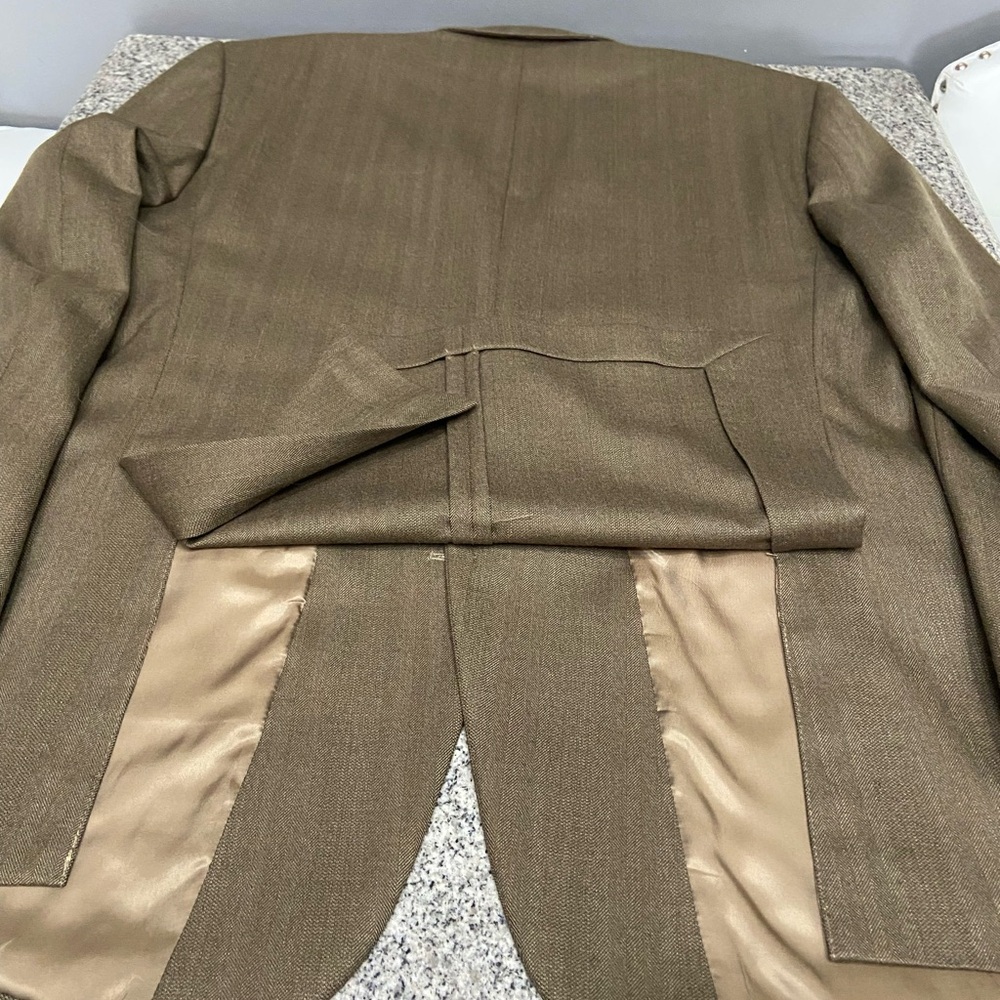 LAUREN RALPH LAUREN 100% Wool Herringbone Blazer Sport Coat Mens 44R Brown/Taupe - Picture 10 of 14